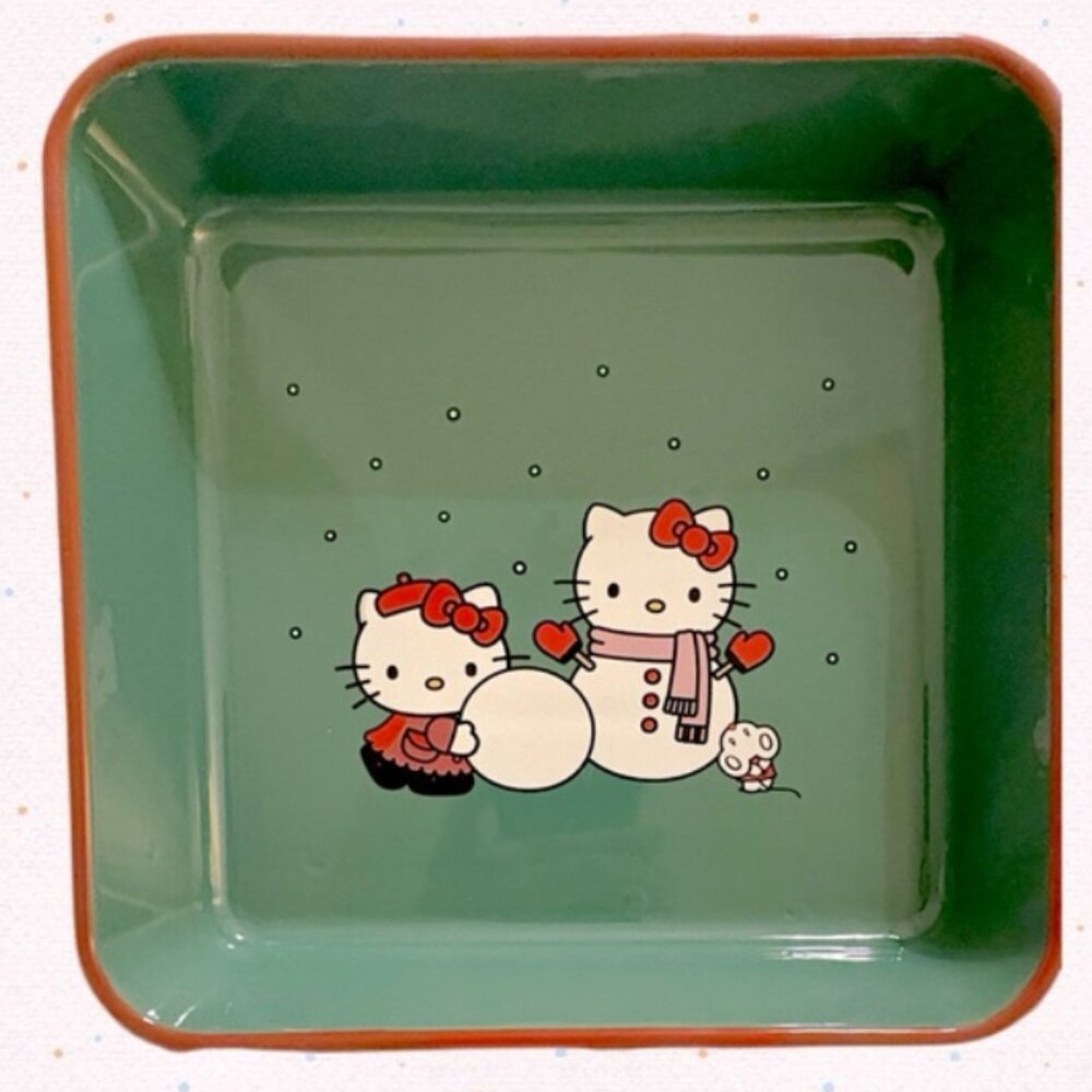 HELLO KITTY Snowman Square Baker 9in W x 9in L NIB